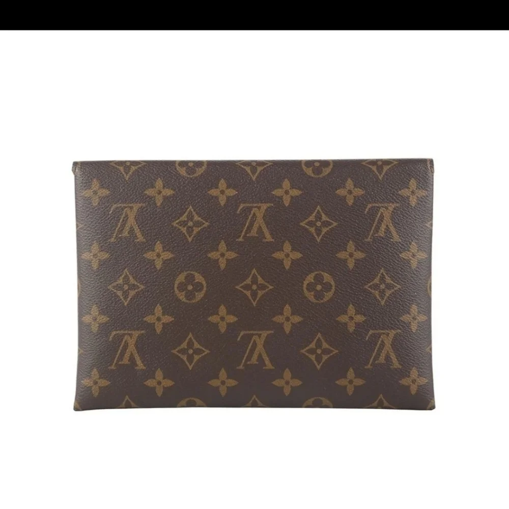 Double Certified Authentic Louis Vuitton Brown and Tan Monogram Envelope Clutch